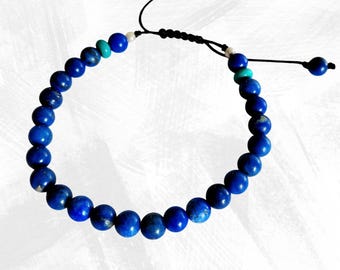 Lapis Lazuli Beaded Bracelet: Turquoise & Freshwater Pearl Gemstone