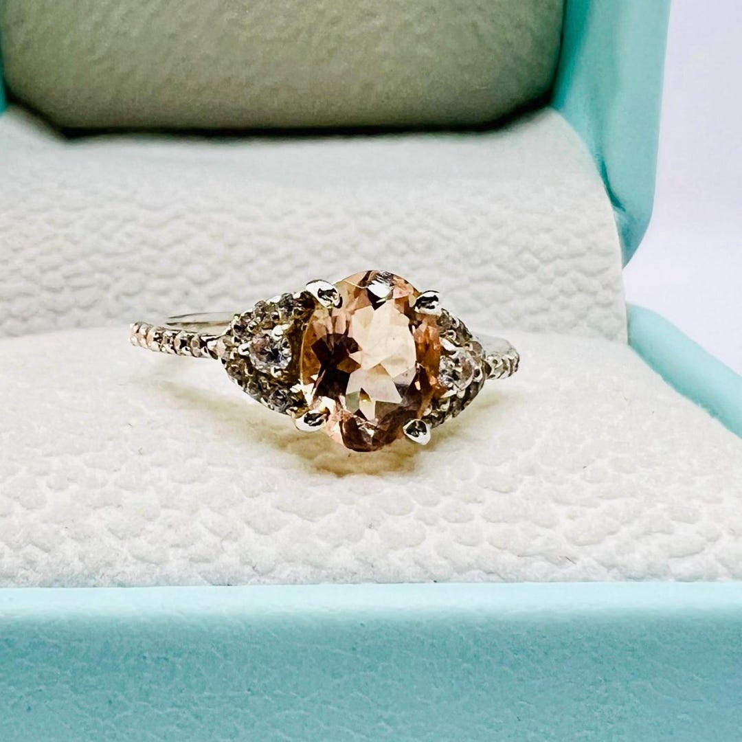 Oval Morganite Engagement Ring: Rose Gold, Vintage Style, Simulated ...