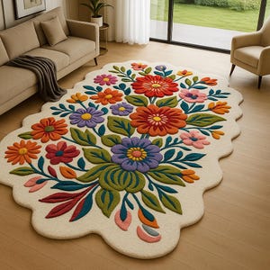 Hand-Tufted Wool Area Rug: Custom Boho Modern Vintage Style
