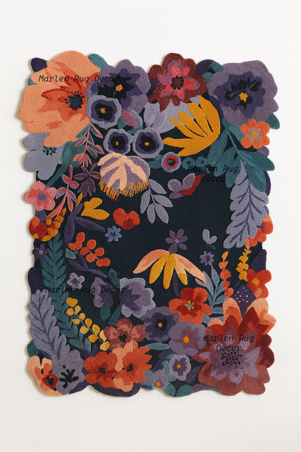 Maximilast Rug Maximalist Floral Rug Hand Tufted Wool Colorful Botanical Statement ...
