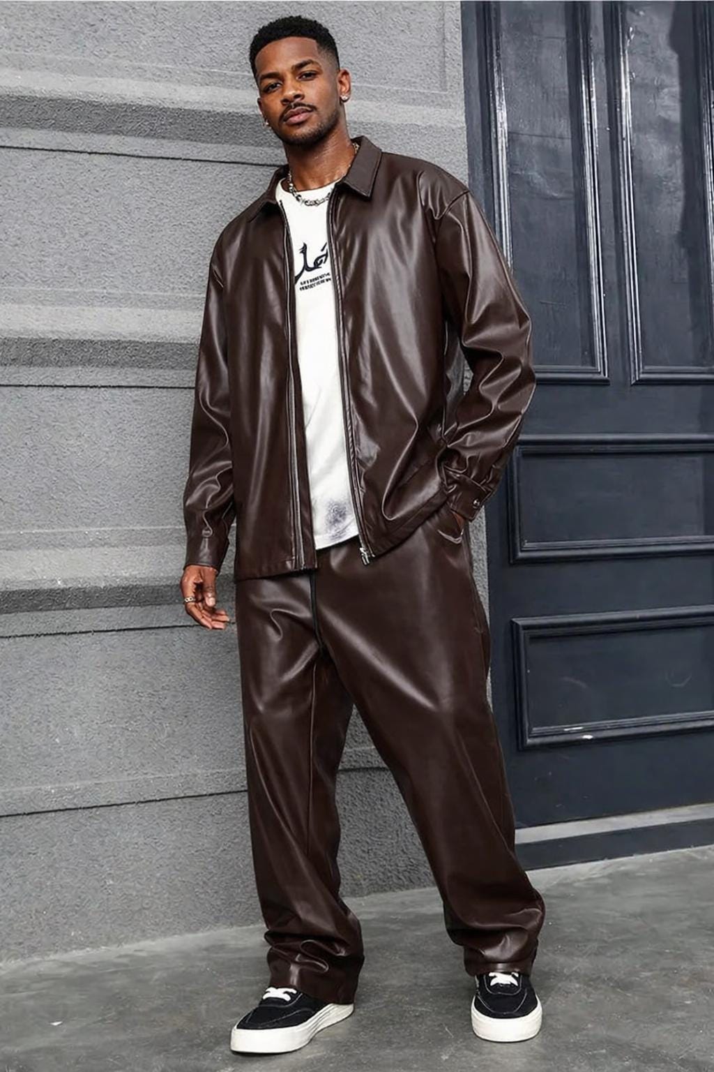 Leather Jacket and Pants Outfit - Etsy