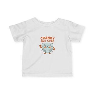 Funny Baby T-Shirt – Cranky But Cute Angry Diaper Design – Cute Cartoon Tee for Baby Boys or Girls – Newborn Gift Idea