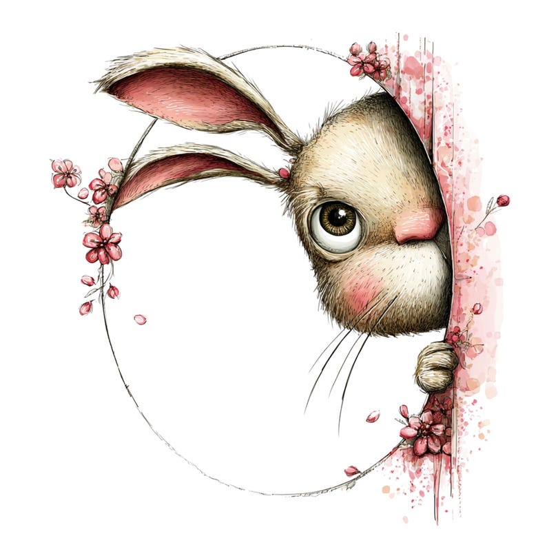 Whimsical Rabbit Clipart: Peeking Easter Bunny Graphics (Digital Download - 26 PNGs)