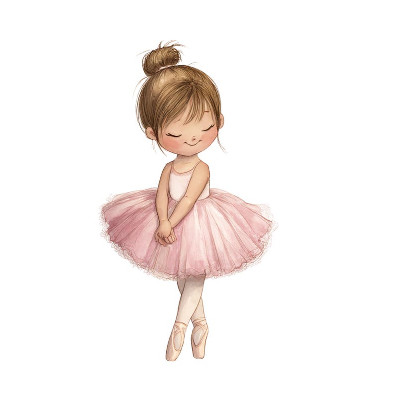 Watercolor Ballerina Clipart: Pink Ballerina Girl PNG Graphics