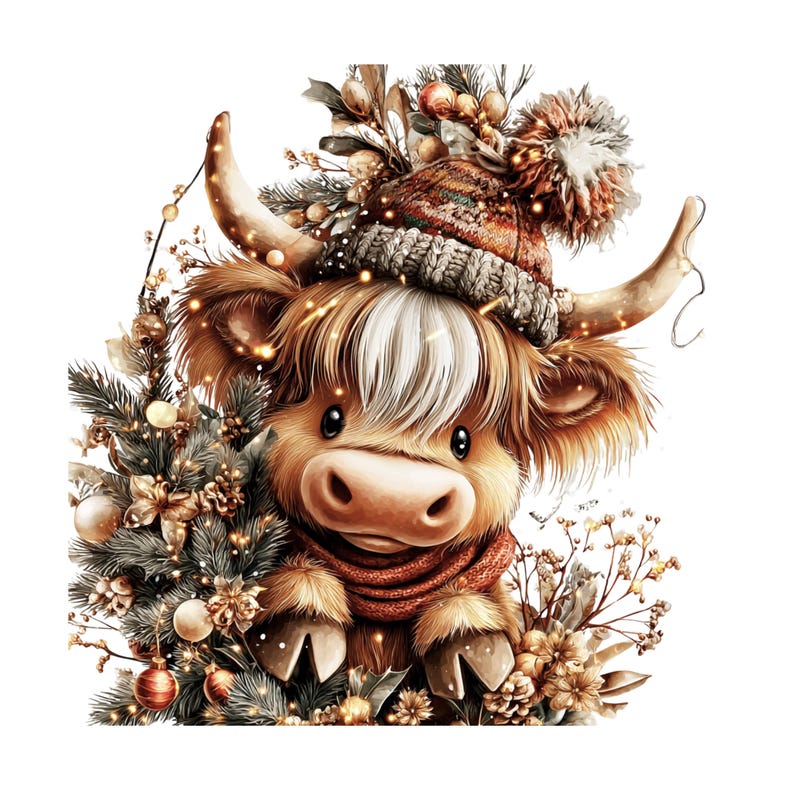 Highland Cow Christmas Clipart: Sweet Festive Holiday Graphics (Digital Download - 23 PNGs)

Celebrate the magic of the holidays with this delightful collection of 23 whimsical Highland cow illustrations, lovingly crafted to bring cozy Christmas charm to your creative projects! 🐮🎄

Each illustration features adorable Highland cows in festive winter scenes — think cozy scarves, Santa hats, twinkling lights, snowflakes, and rustic farm touches. The soft watercolor style add a warm, rustic charm