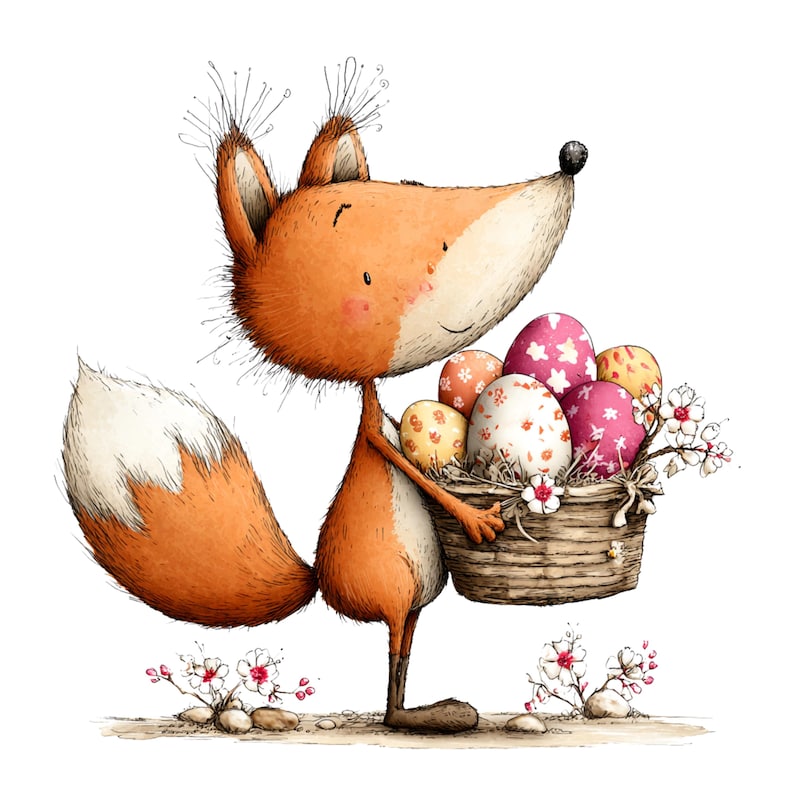 Whimsical Easter Clipart: Bunny Eggs Graphics (Digital Download - 26 PNGs)

A cheerful collection of Easter clipart illustrations designed to bring soft spring magic to any creative project. Each element is crafted with gentle colors, playful details, and a whimsical touch: bunnies with bright expressions, fluffy chicks, decorated eggs, spring flowers, and sweet seasonal accents.