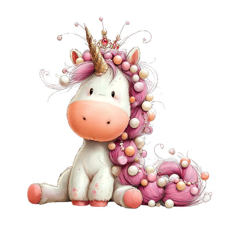 Whimsical Unicorn Clipart: Girl Nursery Graphics (Digital Download - 30 PNGs)

A charming collection of unicorn clipart illustrations crafted in a whimsical, dream-bright style perfect for magical creative projects. Each unicorn features delicate details, flowing manes and tails, gentle pastel hues, and enchanting accents such as crowns, stars, flowers, hearts, and sparkles.
