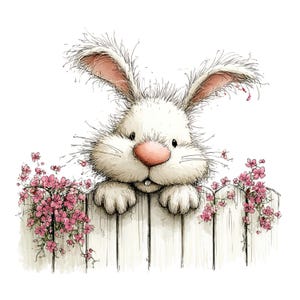 Whimsical Rabbit Clipart: Peeking Easter Bunny Graphics (Digital Download - 26 PNGs)