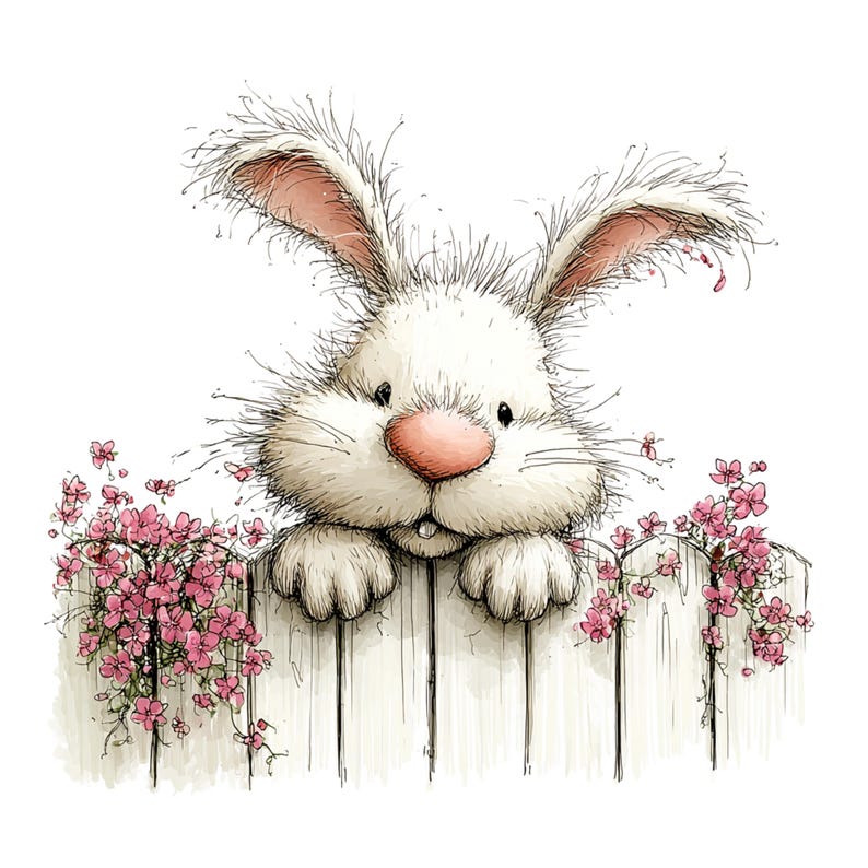 Whimsical Rabbit Clipart: Peeking Easter Bunny Graphics (Digital Download - 26 PNGs)