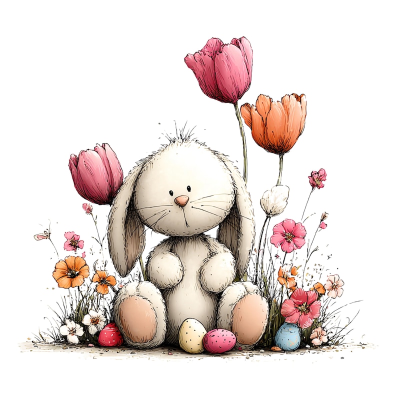 Whimsical Easter Clipart: Bunny Eggs Graphics (Digital Download - 26 PNGs)

A cheerful collection of Easter clipart illustrations designed to bring soft spring magic to any creative project. Each element is crafted with gentle colors, playful details, and a whimsical touch: bunnies with bright expressions, fluffy chicks, decorated eggs, spring flowers, and sweet seasonal accents.