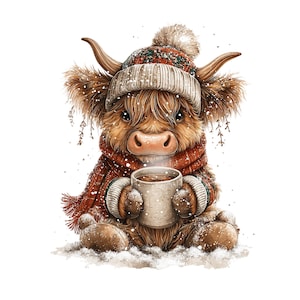 Highland Cow Christmas Clipart: Sweet Festive Holiday Graphics (Digital Download - 23 PNGs)

Celebrate the magic of the holidays with this delightful collection of 23 whimsical Highland cow illustrations, lovingly crafted to bring cozy Christmas charm to your creative projects! 🐮🎄

Each illustration features adorable Highland cows in festive winter scenes — think cozy scarves, Santa hats, twinkling lights, snowflakes, and rustic farm touches. The soft watercolor style add a warm, rustic charm