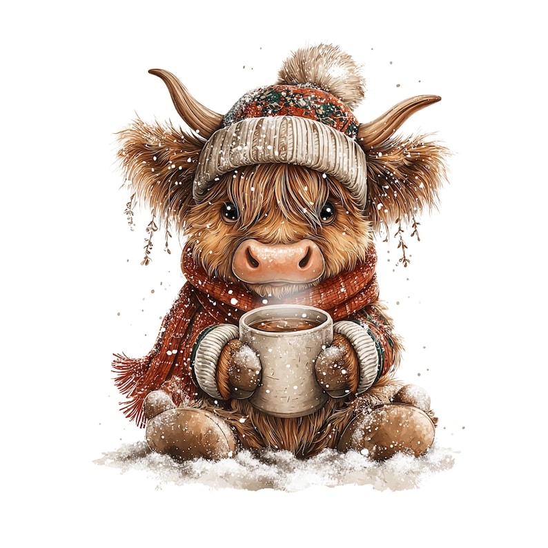 Highland Cow Christmas Clipart: Sweet Festive Holiday Graphics (Digital Download - 23 PNGs)

Celebrate the magic of the holidays with this delightful collection of 23 whimsical Highland cow illustrations, lovingly crafted to bring cozy Christmas charm to your creative projects! 🐮🎄

Each illustration features adorable Highland cows in festive winter scenes — think cozy scarves, Santa hats, twinkling lights, snowflakes, and rustic farm touches. The soft watercolor style add a warm, rustic charm