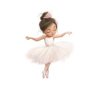 Watercolor Ballerina Clipart: Pink Ballerina Girl PNG Graphics