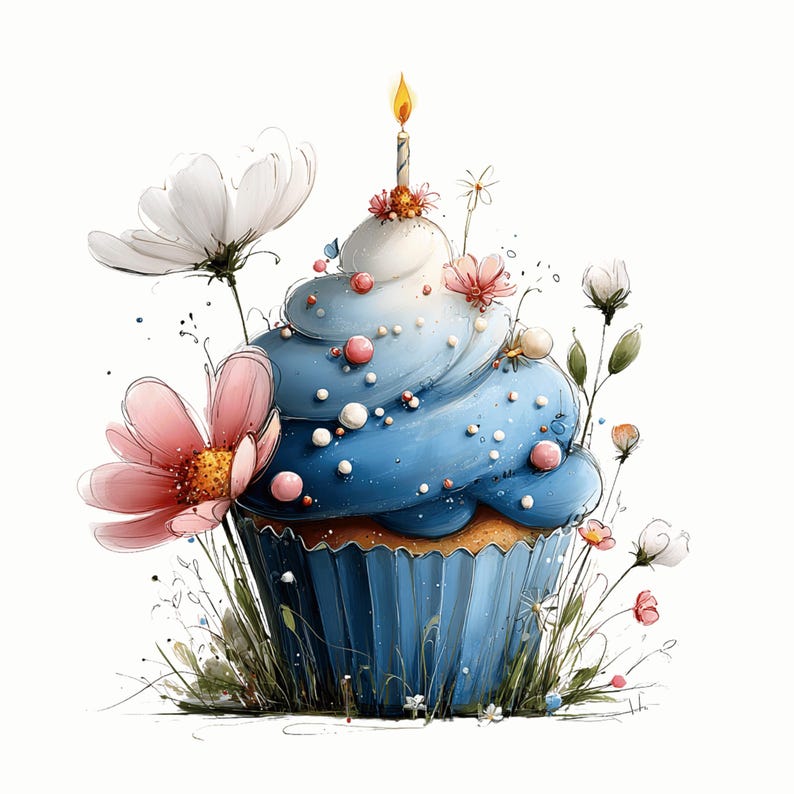 Birthday Cupcake Clipart Bundle: Whimsical Cake Graphics (Digital Download - 18 PNGs)

Birthday Cupcake Clipart Bundle featuring a delightful collection of whimsical cake graphics designed to bring sweetness and fun to any project. The bundle includes a variety of cupcake styles with playful frosting swirls, decorative sprinkles, and charming details, all illustrated in a cute, cartoon-inspired style. Bright colors, soft shading, and clean outlines give these cupcakes a joyful, celebratory look