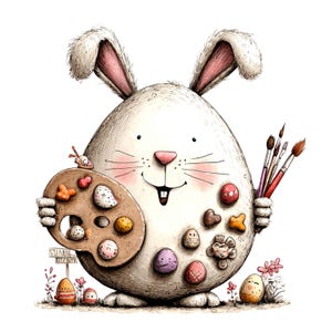 Whimsical Easter Clipart: Bunny Eggs Graphics (Digital Download - 26 PNGs)

A cheerful collection of Easter clipart illustrations designed to bring soft spring magic to any creative project. Each element is crafted with gentle colors, playful details, and a whimsical touch: bunnies with bright expressions, fluffy chicks, decorated eggs, spring flowers, and sweet seasonal accents.