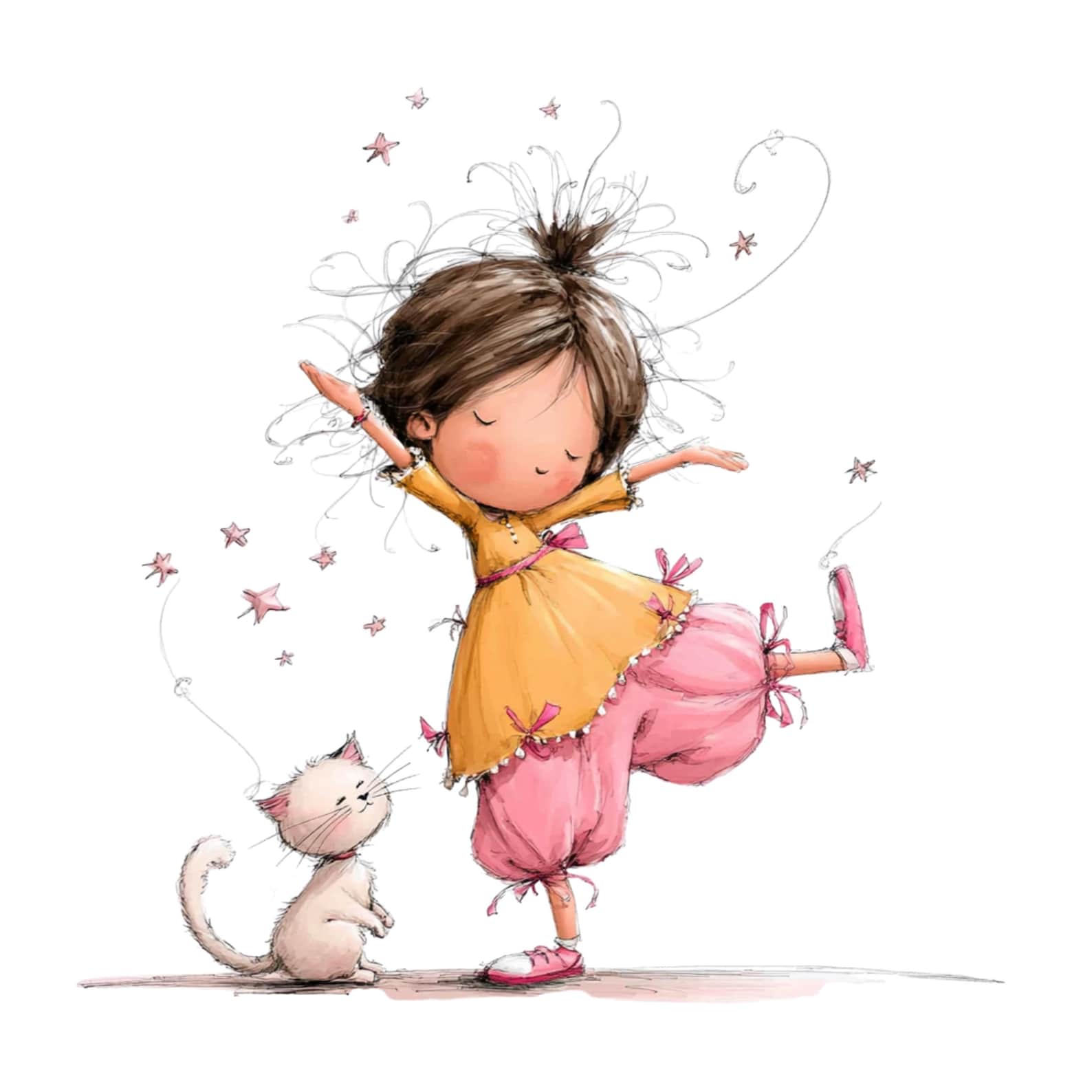 Whimsical Girl and Cat Clipart: Nursery Graphics (digital Download - 38 ...