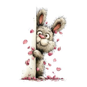 Whimsical Rabbit Clipart: Peeking Easter Bunny Graphics (Digital Download - 26 PNGs)