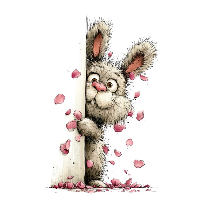 Whimsical Rabbit Clipart: Peeking Easter Bunny Graphics (Digital Download - 26 PNGs)