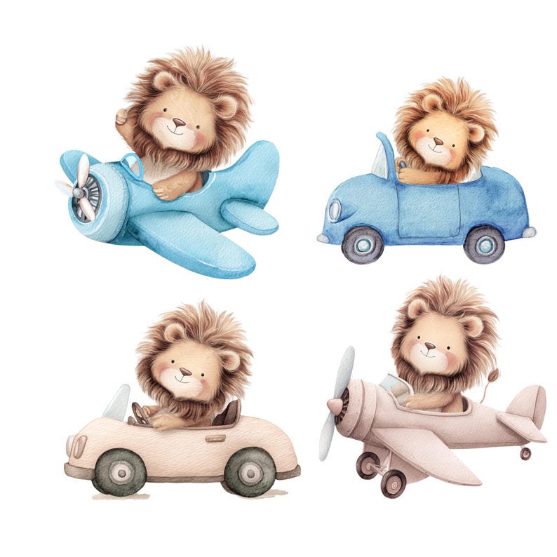Watercolor Lion Animal Clipart: Cute Nursery Graphics (Digital Download - 20 PNGs)

Float into sweetness with this adorable set of 20 Lions Clipart illustrations! Each design features a watercolor baby lion.

These cute lions PNG files are ideal for creating baby shower invitations, nursery prints, scrapbooking pages, birth announcements, or even cute apparel designs. With transparent backgrounds