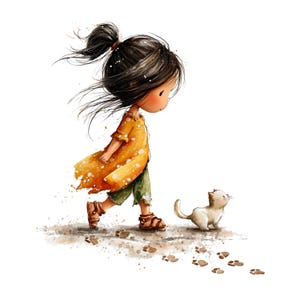 Whimsical Girl and Cat Love Clipart: Nursery Graphics (Digital Download - 24 PNGs)

A charming collection of clipart illustrations featuring a sweet, wide-eyed girl and her cute cat friend. Each illustration is designed with gentle lines, soft shading, and a dreamy, enchanted feel—perfect for children’s décor, invitations, stickers, scrapbooking, and nursery art.