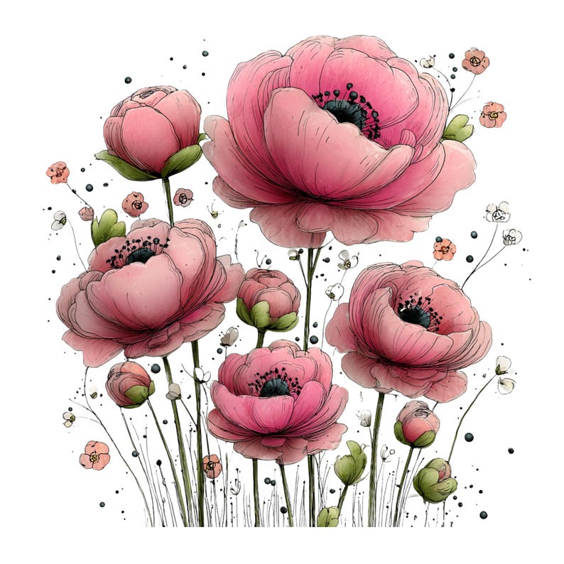 Whimsical Flowers Spring Clipart: Floral Graphics (Digital Download - 26 PNGs)

Bring a touch of magic to your creative projects with this enchanting collection of 26 whimsical flower illustrations! Each flower is lovingly drawn with playful details, soft organic curves, and a charming storybook feel. Perfect for makers, small businesses, and DIY creatives looking to add a unique artistic flair to their work.