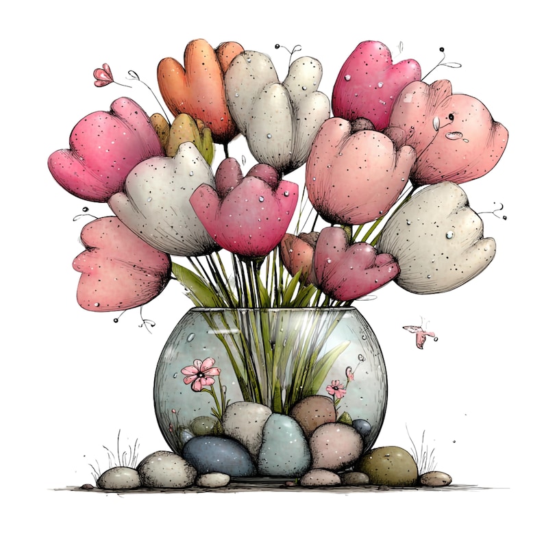 Whimsical Flowers Spring Clipart: Floral Graphics (Digital Download - 26 PNGs)

Bring a touch of magic to your creative projects with this enchanting collection of 26 whimsical flower illustrations! Each flower is lovingly drawn with playful details, soft organic curves, and a charming storybook feel. Perfect for makers, small businesses, and DIY creatives looking to add a unique artistic flair to their work.