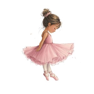 Watercolor Ballerina Clipart: Pink Ballerina Girl PNG Graphics