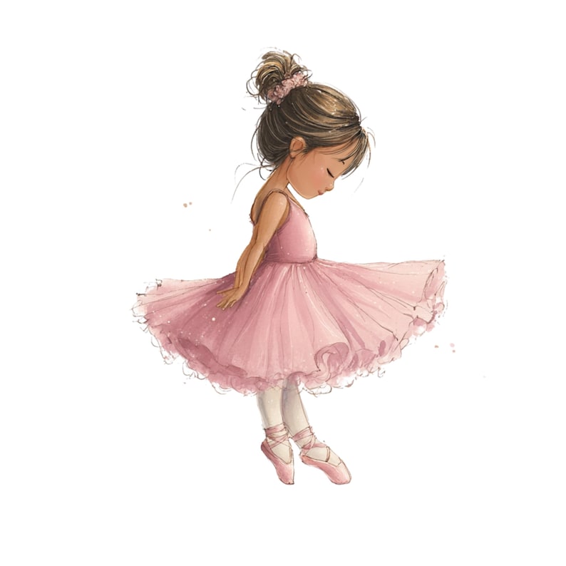 Watercolor Ballerina Clipart: Pink Ballerina Girl PNG Graphics