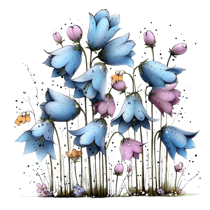 Whimsical Flowers Spring Clipart: Floral Graphics (Digital Download - 26 PNGs)

Bring a touch of magic to your creative projects with this enchanting collection of 26 whimsical flower illustrations! Each flower is lovingly drawn with playful details, soft organic curves, and a charming storybook feel. Perfect for makers, small businesses, and DIY creatives looking to add a unique artistic flair to their work.