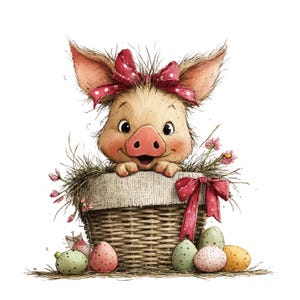 Whimsical Easter Clipart: Spring Lamb Bunny Chicken Graphics (Digital Download - 30 PNGs)

A cheerful collection of Easter clipart illustrations designed to bring soft spring magic to any creative project. Each element is crafted with gentle colors, playful details, and a whimsical touch: bunnies with bright expressions, fluffy chicks, lambs and pigs, decorated eggs, spring flowers, and sweet seasonal accents
