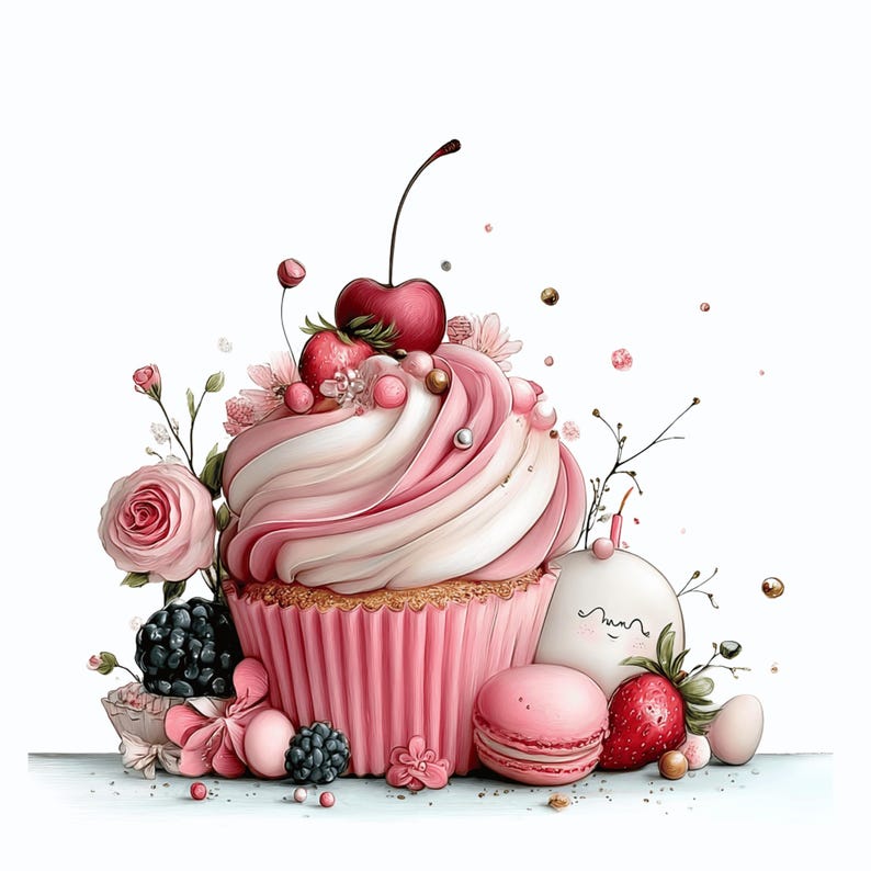 Birthday Cupcake Clipart Bundle: Whimsical Cake Graphics (Digital Download - 18 PNGs)

Birthday Cupcake Clipart Bundle featuring a delightful collection of whimsical cake graphics designed to bring sweetness and fun to any project. The bundle includes a variety of cupcake styles with playful frosting swirls, decorative sprinkles, and charming details, all illustrated in a cute, cartoon-inspired style. Bright colors, soft shading, and clean outlines give these cupcakes a joyful, celebratory look