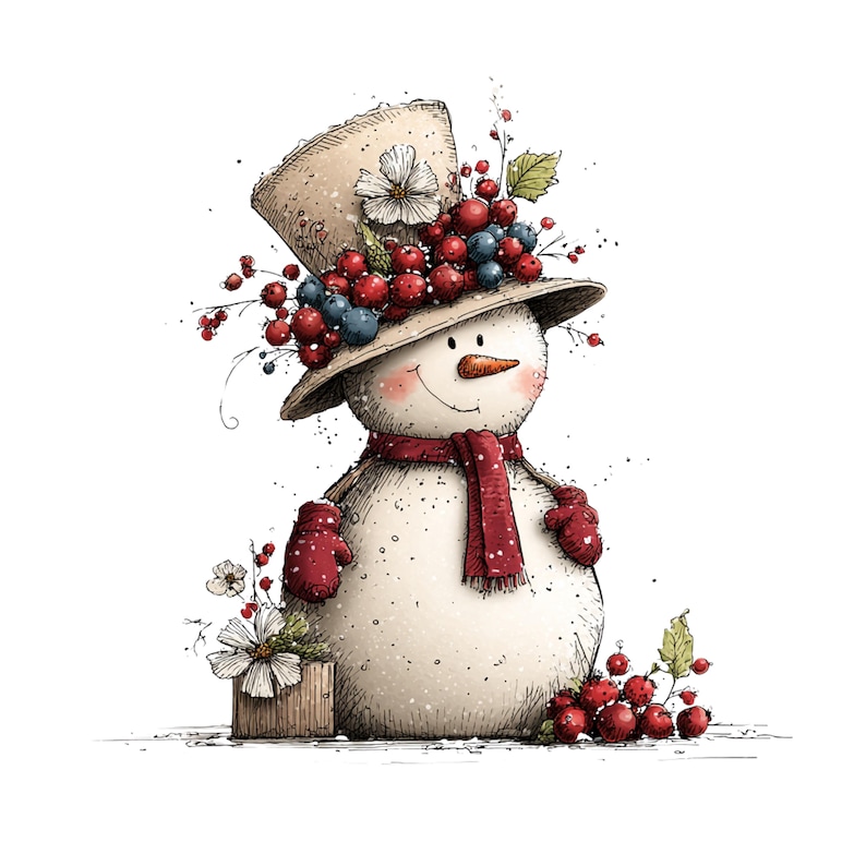 Whimsical Christmas Snowman Clipart: Festive Holiday Graphics (Digital Download - 30 PNGs)

A collection of whimsical Christmas snowmen, each bursting with holiday cheer and playful charm. These snowmen feature joyful expressions, festive hats, and delightful details like berries, icicles, and ornaments. Perfect for holiday cards, invitations, scrapbooking, crafts, or digital designs, these magical snowmen bring warmth, fun, and a storybook feel to any Christmas project.