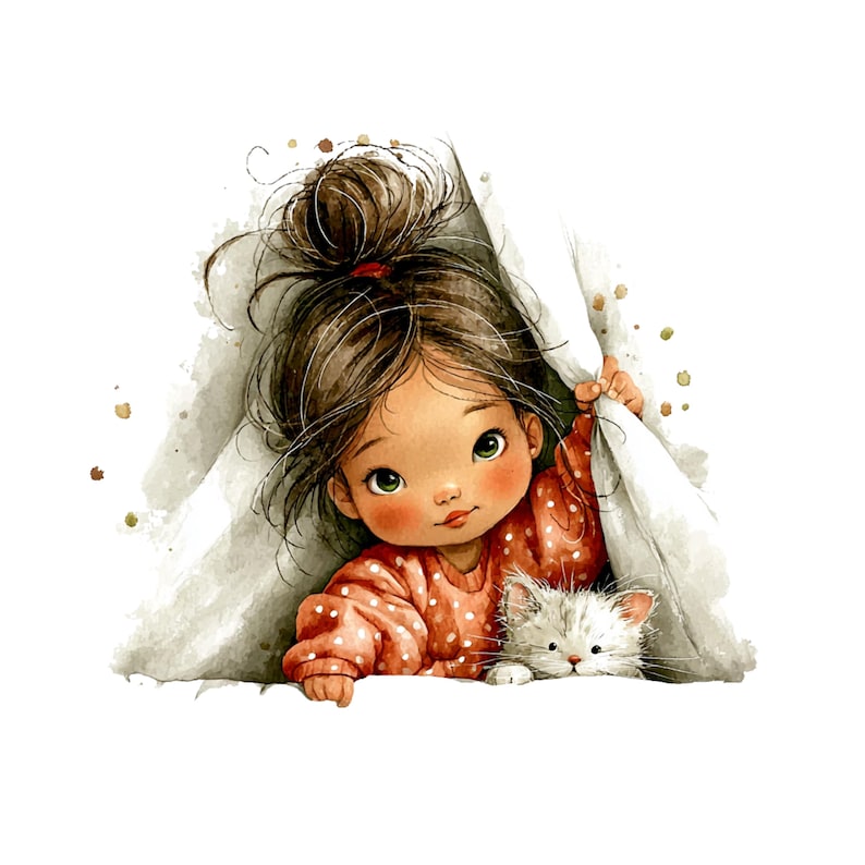 Whimsical Girl and Cat Love Clipart: Nursery Graphics (Digital Download - 24 PNGs)

A charming collection of clipart illustrations featuring a sweet, wide-eyed girl and her cute cat friend. Each illustration is designed with gentle lines, soft shading, and a dreamy, enchanted feel—perfect for children’s décor, invitations, stickers, scrapbooking, and nursery art.