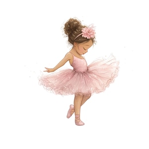 Watercolor Ballerina Clipart: Pink Ballerina Girl PNG Graphics
