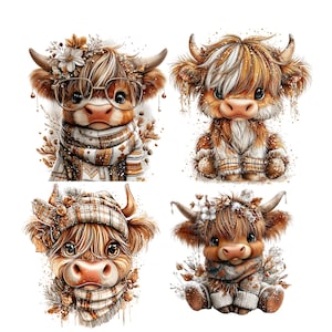 Highland Cow Christmas Clipart: Sweet Festive Holiday Graphics (Digital Download - 23 PNGs)

Celebrate the magic of the holidays with this delightful collection of 23 whimsical Highland cow illustrations, lovingly crafted to bring cozy Christmas charm to your creative projects! 🐮🎄

Each illustration features adorable Highland cows in festive winter scenes — think cozy scarves, Santa hats, twinkling lights, snowflakes, and rustic farm touches. The soft watercolor style add a warm, rustic charm
