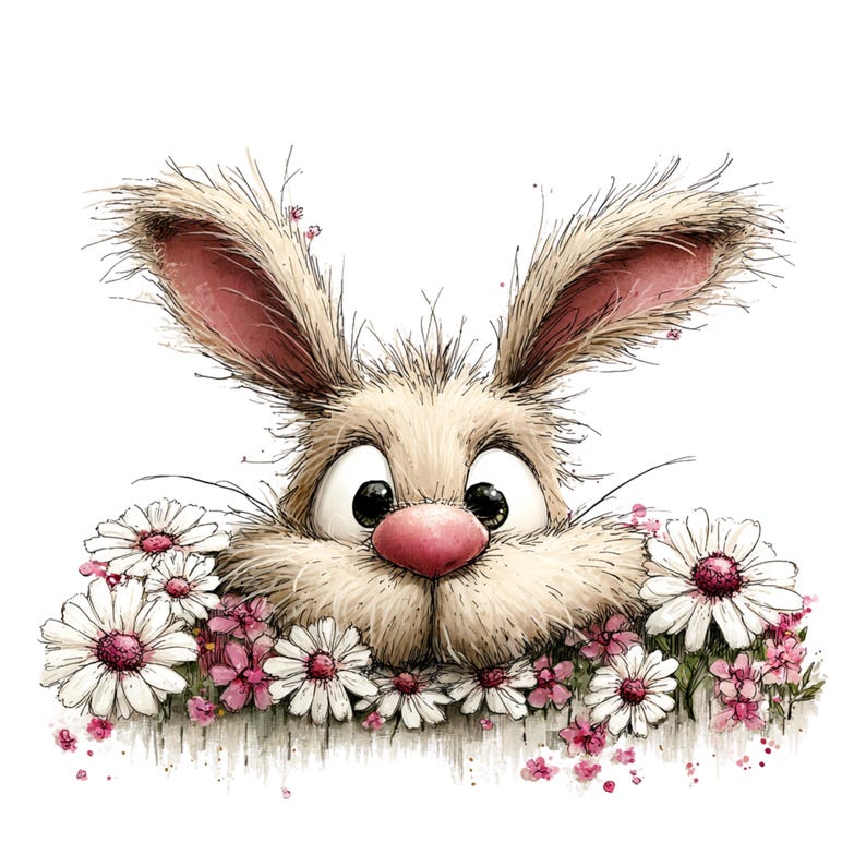 Whimsical Rabbit Clipart: Peeking Easter Bunny Graphics (Digital Download - 26 PNGs)