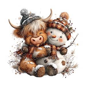 Highland Cow Christmas Clipart: Sweet Festive Holiday Graphics (Digital Download - 23 PNGs)

Celebrate the magic of the holidays with this delightful collection of 23 whimsical Highland cow illustrations, lovingly crafted to bring cozy Christmas charm to your creative projects! 🐮🎄

Each illustration features adorable Highland cows in festive winter scenes — think cozy scarves, Santa hats, twinkling lights, snowflakes, and rustic farm touches. The soft watercolor style add a warm, rustic charm