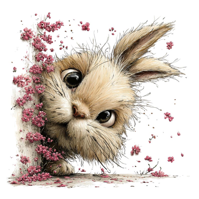 Whimsical Rabbit Clipart: Peeking Easter Bunny Graphics (Digital Download - 26 PNGs)