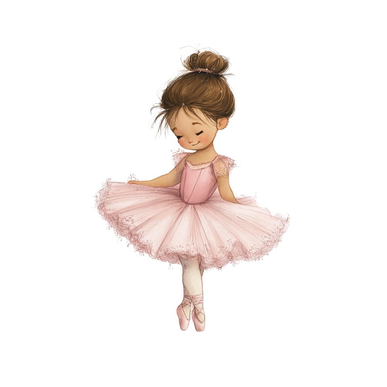 Watercolor Ballerina Clipart: Pink Ballerina Girl PNG Graphics