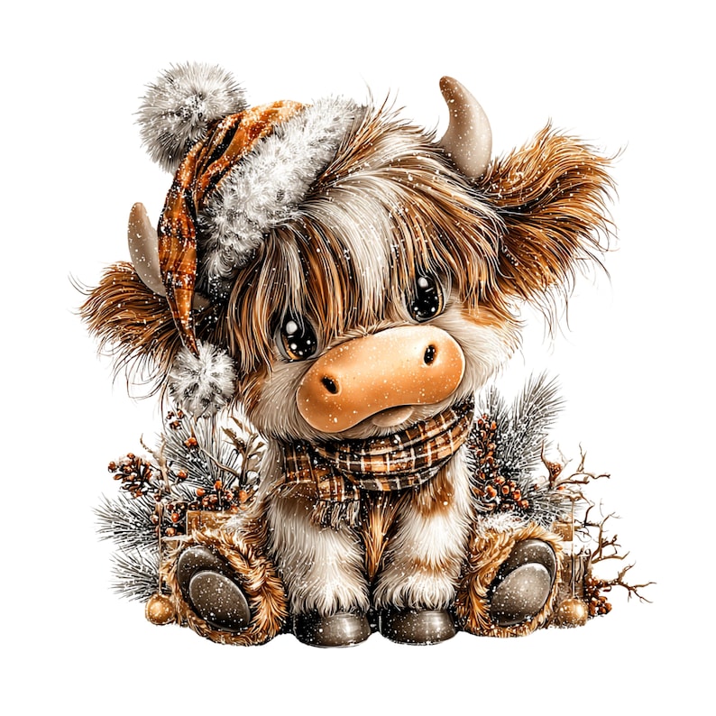 Highland Cow Christmas Clipart: Sweet Festive Holiday Graphics (Digital Download - 23 PNGs)

Celebrate the magic of the holidays with this delightful collection of 23 whimsical Highland cow illustrations, lovingly crafted to bring cozy Christmas charm to your creative projects! 🐮🎄

Each illustration features adorable Highland cows in festive winter scenes — think cozy scarves, Santa hats, twinkling lights, snowflakes, and rustic farm touches. The soft watercolor style add a warm, rustic charm