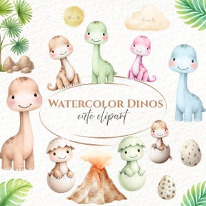 Watercolor Dinosaur Clipart, Cute Little Dinos PNG, Baby Shower, Nursery Decor, Blue Green Pink Dinosaur, Commercial Use, Digital PNG