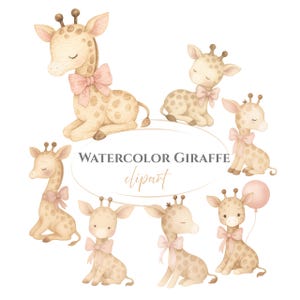 Watercolor Giraffe Clipart: Baby Nursery Decor PNG (Digital Download)