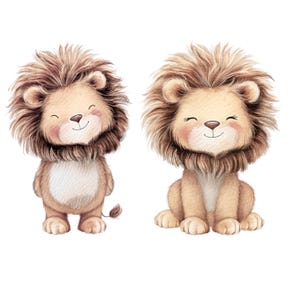 Watercolor Lion Animal Clipart: Cute Nursery Graphics (Digital Download - 20 PNGs)

Float into sweetness with this adorable set of 20 Lions Clipart illustrations! Each design features a watercolor baby lion.

These cute lions PNG files are ideal for creating baby shower invitations, nursery prints, scrapbooking pages, birth announcements, or even cute apparel designs. With transparent backgrounds