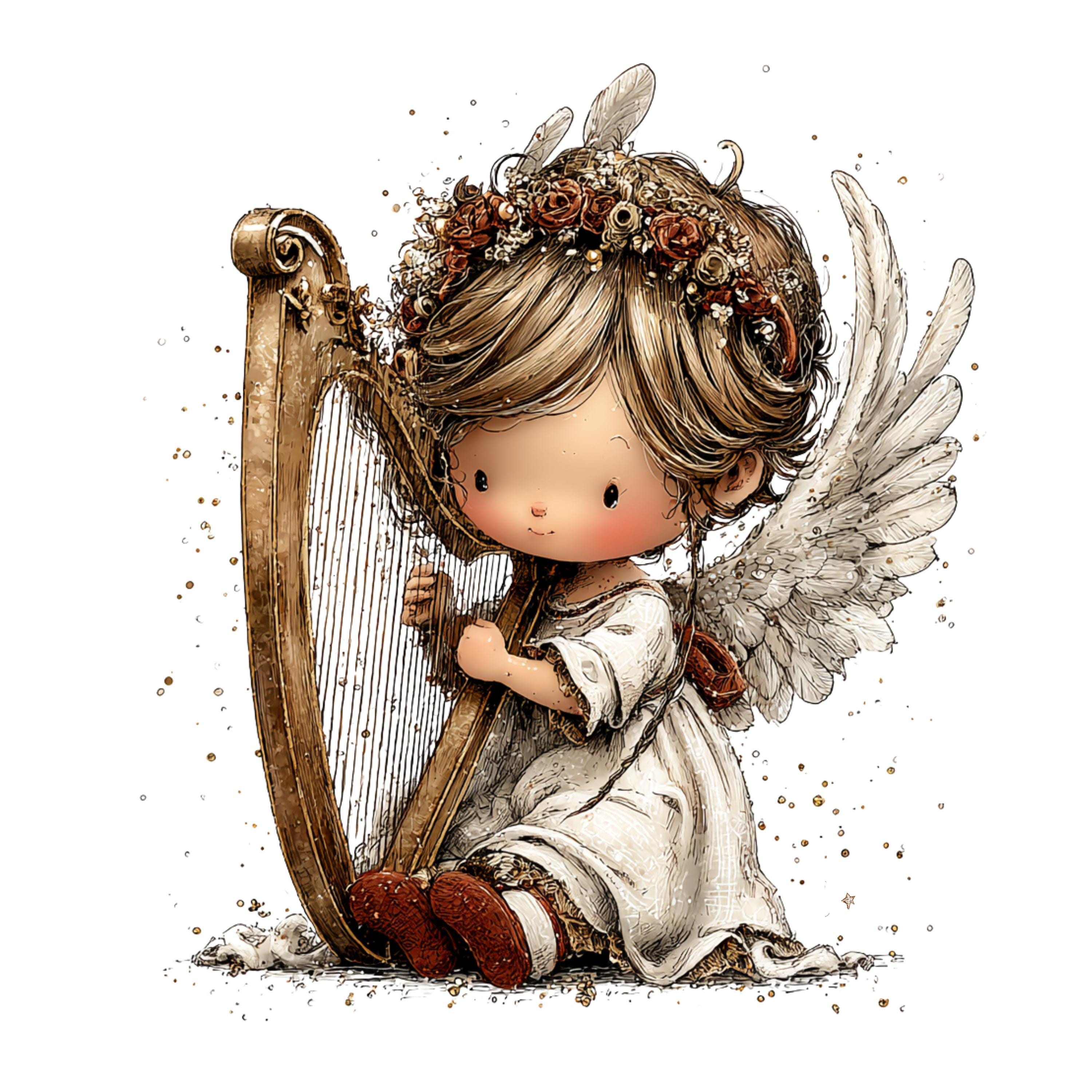 Whimsical Baby Angels Clipart: Angelic Graphics (digital Download - 24 ...
