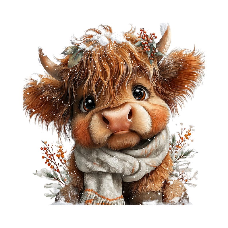 Highland Cow Christmas Clipart: Sweet Festive Holiday Graphics (Digital Download - 23 PNGs)

Celebrate the magic of the holidays with this delightful collection of 23 whimsical Highland cow illustrations, lovingly crafted to bring cozy Christmas charm to your creative projects! 🐮🎄

Each illustration features adorable Highland cows in festive winter scenes — think cozy scarves, Santa hats, twinkling lights, snowflakes, and rustic farm touches. The soft watercolor style add a warm, rustic charm