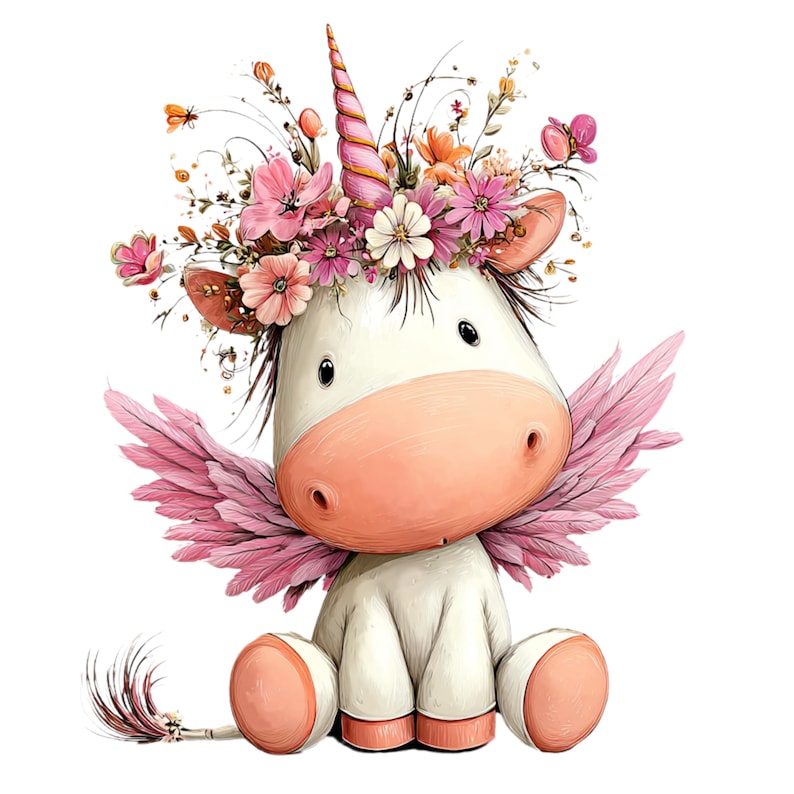 Whimsical Unicorn Clipart: Girl Nursery Graphics (Digital Download - 30 PNGs)

A charming collection of unicorn clipart illustrations crafted in a whimsical, dream-bright style perfect for magical creative projects. Each unicorn features delicate details, flowing manes and tails, gentle pastel hues, and enchanting accents such as crowns, stars, flowers, hearts, and sparkles.