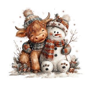 Highland Cow Christmas Clipart: Sweet Festive Holiday Graphics (Digital Download - 23 PNGs)

Celebrate the magic of the holidays with this delightful collection of 23 whimsical Highland cow illustrations, lovingly crafted to bring cozy Christmas charm to your creative projects! 🐮🎄

Each illustration features adorable Highland cows in festive winter scenes — think cozy scarves, Santa hats, twinkling lights, snowflakes, and rustic farm touches. The soft watercolor style add a warm, rustic charm