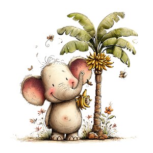 Safari Animals Clipart: Nursery Graphics (Digital Download - 19 PNGs)

A delightful collection of safari animal illustrations featuring adorable, friendly creatures from the wild. This clipart set includes charming depictions of lions, elephants, giraffes, zebras, hippos, monkeys, and more—each designed with soft details, warm colors, and a playful, inviting style. Accented with simple greenery and natural elements, the artwork captures the whimsical spirit of safari life.