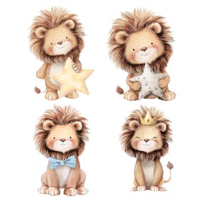 Watercolor Lion Animal Clipart: Cute Nursery Graphics (Digital Download - 20 PNGs)

Float into sweetness with this adorable set of 20 Lions Clipart illustrations! Each design features a watercolor baby lion.

These cute lions PNG files are ideal for creating baby shower invitations, nursery prints, scrapbooking pages, birth announcements, or even cute apparel designs. With transparent backgrounds