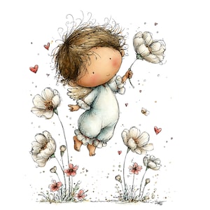 Whimsical Angels Clipart: Sweet Baby Angel Graphics (Digital Download - 28 PNGs)

Add a touch of celestial magic to your creative projects with this enchanting collection of 28 whimsical angel illustrations. Each angel is lovingly drawn with dreamy details—floating poses, delicate wings, soft expressions, and ethereal charm. Perfect for anyone who adores magical, spiritual, and imaginative artwork.